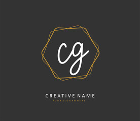CG Initial letter handwriting and signature logo. A concept handwriting initial logo with template element.