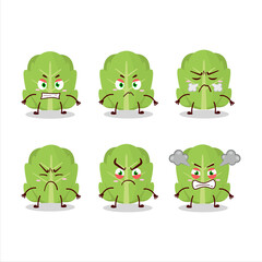 Cabbage cartoon character with various angry expressions
