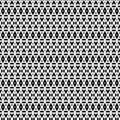  Geometric vector pattern with triangular elements. Seamless abstract ornament for wallpapers and backgrounds. Black and white colors.