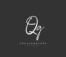 QG Initial letter handwriting and signature logo. A concept handwriting initial logo with template element.