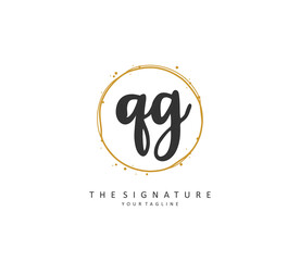 QG Initial letter handwriting and signature logo. A concept handwriting initial logo with template element.