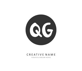 QG Initial letter handwriting and signature logo. A concept handwriting initial logo with template element.