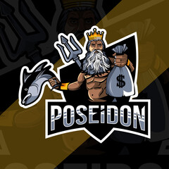 Poseidon mascot logo esport template