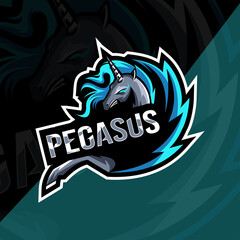 Pegasus mascot logo esport template © Immidesign