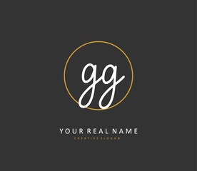 GG Initial letter handwriting and signature logo. A concept handwriting initial logo with template element.