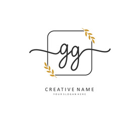 GG Initial letter handwriting and signature logo. A concept handwriting initial logo with template element.