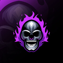 Head skull fire mascot logo esport design © Immidesign