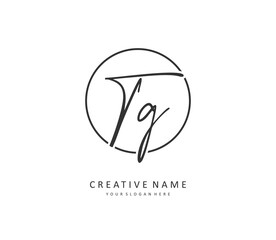 TG Initial letter handwriting and signature logo. A concept handwriting initial logo with template element.