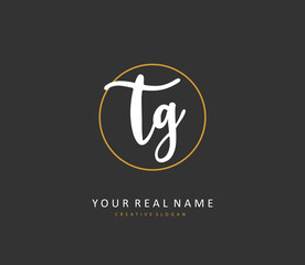 TG Initial letter handwriting and signature logo. A concept handwriting initial logo with template element.