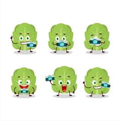 Fotobehang Photographer profession emoticon with cabbage cartoon character © kongvector