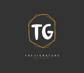 TG Initial letter handwriting and signature logo. A concept handwriting initial logo with template element.