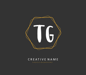 TG Initial letter handwriting and signature logo. A concept handwriting initial logo with template element.