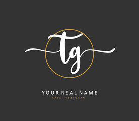 TG Initial letter handwriting and signature logo. A concept handwriting initial logo with template element.