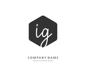 IG Initial letter handwriting and signature logo. A concept handwriting initial logo with template element.
