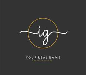 IG Initial letter handwriting and signature logo. A concept handwriting initial logo with template element.