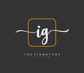 IG Initial letter handwriting and signature logo. A concept handwriting initial logo with template element.