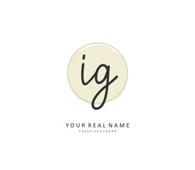 IG Initial letter handwriting and signature logo. A concept handwriting initial logo with template element.