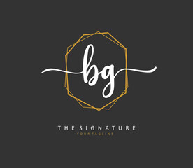 BG Initial letter handwriting and signature logo. A concept handwriting initial logo with template element.