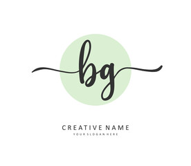 BG Initial letter handwriting and signature logo. A concept handwriting initial logo with template element.