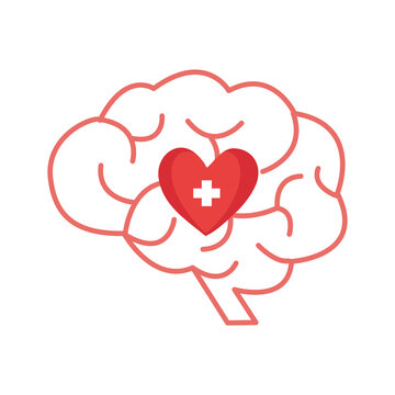 Mental health concept vector illustration. Brain and heart connection. World mental health day.