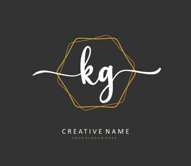 KG Initial letter handwriting and signature logo. A concept handwriting initial logo with template element.