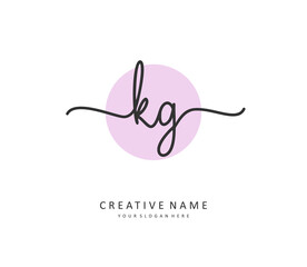 KG Initial letter handwriting and signature logo. A concept handwriting initial logo with template element.