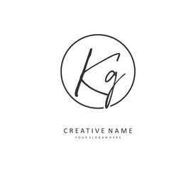 KG Initial letter handwriting and signature logo. A concept handwriting initial logo with template element.