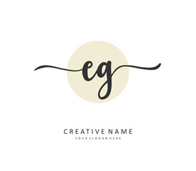 EG Initial letter handwriting and signature logo. A concept handwriting initial logo with template element.