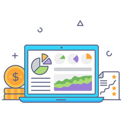 
Business statistics in flat outline icon, editable vector 
