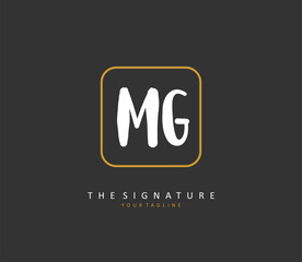 MG Initial letter handwriting and signature logo. A concept handwriting initial logo with template element.