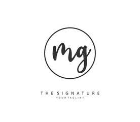 MG Initial letter handwriting and signature logo. A concept handwriting initial logo with template element.