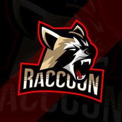 Raccoon mascot logo esport design