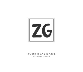 ZG Initial letter handwriting and signature logo. A concept handwriting initial logo with template element.