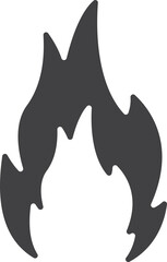 Fire icon vector, Black icon isolated on white background. Fire flame silhouette. Simple icon.
