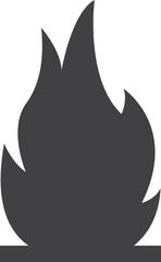 Fire icon vector, Black icon isolated on white background. Fire flame silhouette. Simple icon.