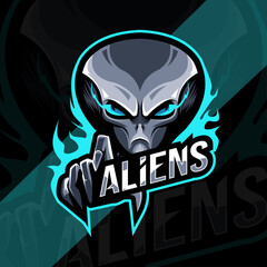Aliens mascot logo esport template design © Immidesign