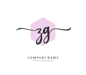 ZG Initial letter handwriting and signature logo. A concept handwriting initial logo with template element.