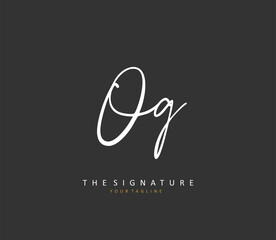 OG Initial letter handwriting and signature logo. A concept handwriting initial logo with template element.