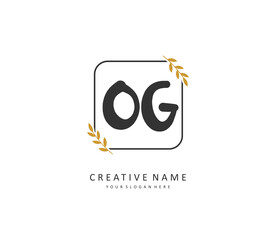 OG Initial letter handwriting and signature logo. A concept handwriting initial logo with template element.