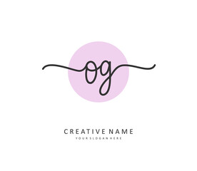 OG Initial letter handwriting and signature logo. A concept handwriting initial logo with template element.