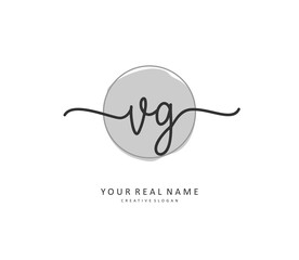 VG Initial letter handwriting and signature logo. A concept handwriting initial logo with template element.