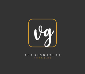 VG Initial letter handwriting and signature logo. A concept handwriting initial logo with template element.