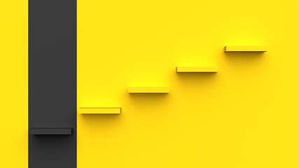 Black lowest point stair steps. 3D Render © Bahobank