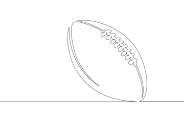 American football ball. Game sports equipment. One continuous drawing line  logo single hand drawn art doodle isolated minimal illustration.