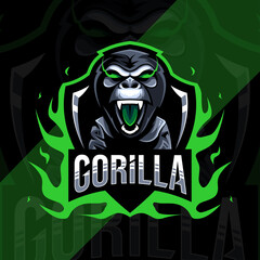 Cute gorilla mascot logo esport