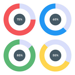 
A modern infographic showing multi pie chart in flat icon
