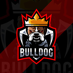 Cute king bulldog mascot logo design
