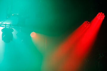 LED stage lighting fixtures hanging on the farm