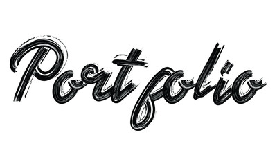 Portfolio Typography Black Text Hand written Brush font drawn phrase decorative script letter on the White background for sayings