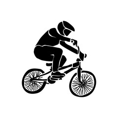 Fototapeta premium bicycle motocross, silhouette of a man on a bicycle participating in a sport
